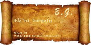 Béni Gergely névjegykártya